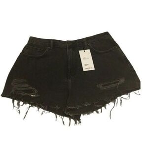 Forever 21 Black Distressed High Rise Denim Mini Shorts Size 31 NWT